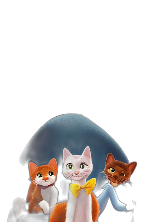 3d render, concept art, photorealistic, outer space, aristocats, movie, poster, cgi transparent PNG cut-out