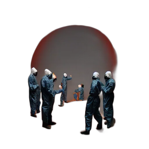 staff, mask, robot, umbrella, concept art, 3d render, pixel art, vaporwave transparent PNG cut-out