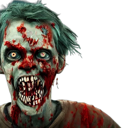 face, concept art, photorealistic, comic book art, zombie, mork transparent PNG cut-out