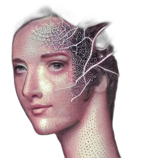 robot, face, crown, mask, cyberpunk, vaporwave, 3d render, photorealistic transparent PNG cut-out