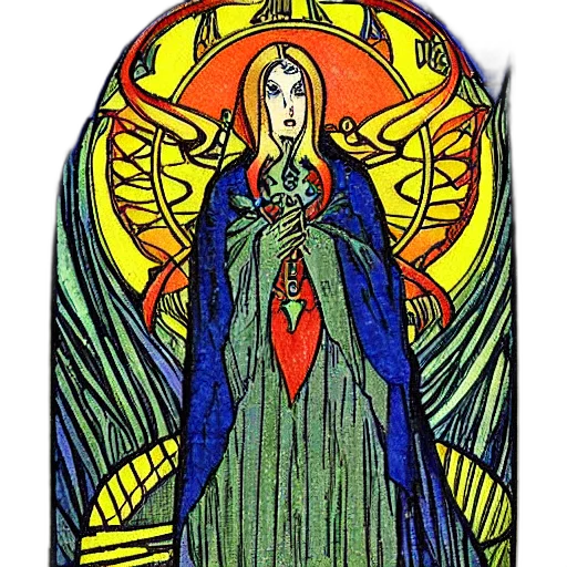dress, staff, comic book art, fantasy art, concept art, pixel art, tarot, card transparent PNG cut-out