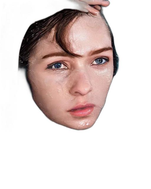 face, mask, hair, hat, photorealistic, 3d render, oil painting, concept art transparent PNG cut-out