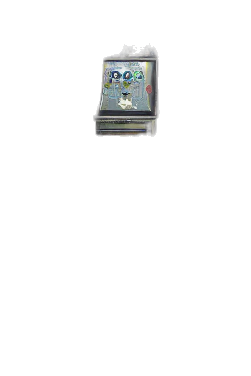 robot, weapon, jewelry, staff, pixel art, 3d render, concept art, vaporwave transparent PNG cut-out
