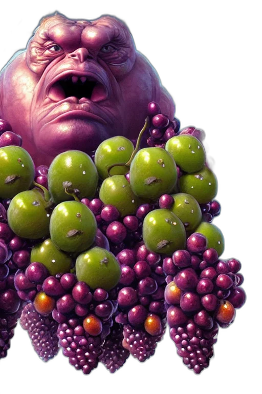 creature, food, face, crown, 3d render, concept art, photorealistic, christopher transparent PNG cut-out