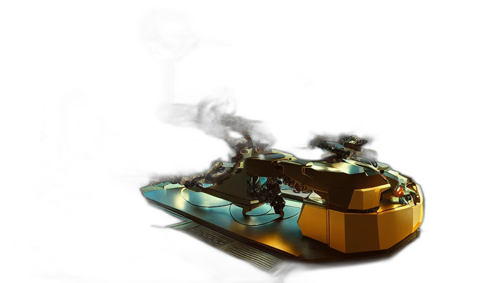 weapon, robot, sword, dragon, concept art, 3d render, fantasy art, photorealistic transparent PNG cut-out