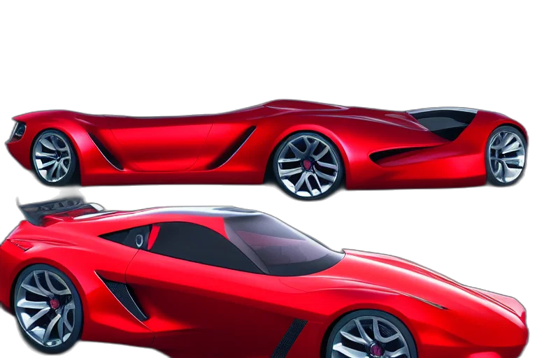 car, 3d render, concept art, photorealistic, red, sports, based, nissan transparent PNG cut-out