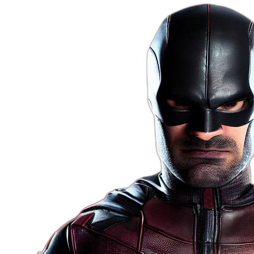 comic book art, 3d render, concept art, daredevil, leather, suit transparent PNG cut-out