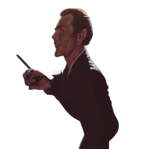 staff, weapon, face, jacket transparent PNG cut-out