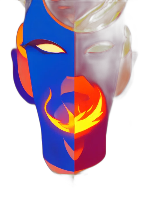 mask, face, crown, robot, 3d render, vaporwave, concept art, cyberpunk transparent PNG cut-out