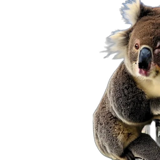 animal, creature, staff, photorealistic, 3d render, koala, doing, parkour transparent PNG cut-out