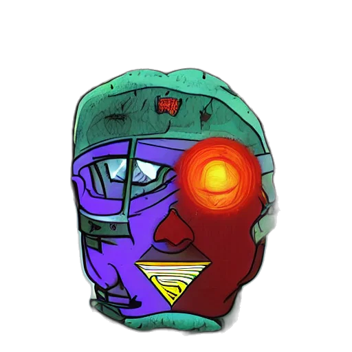 robot, mask, face, hat, cyberpunk, concept art, pixel art, vaporwave transparent PNG cut-out