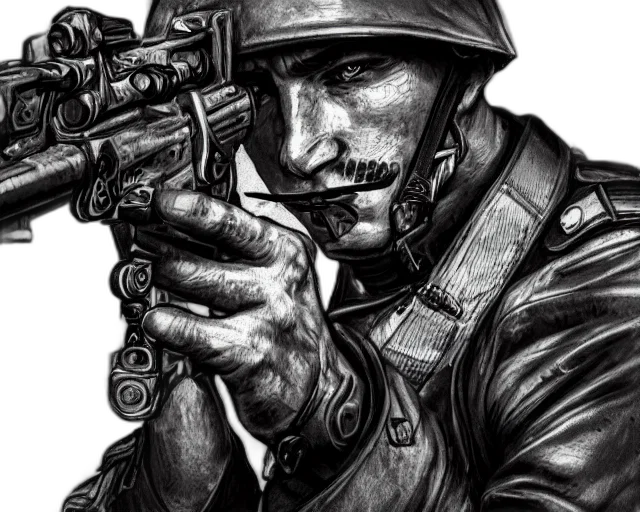 weapon, face, comic book art, pencil sketch transparent PNG cut-out