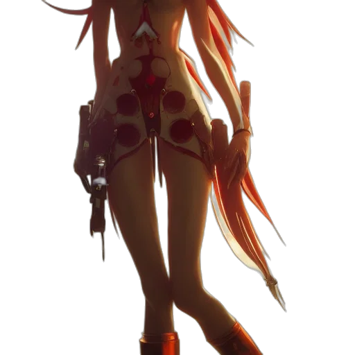 weapon, dress, staff, concept art, 3d render, fantasy art, anime, red transparent PNG cut-out