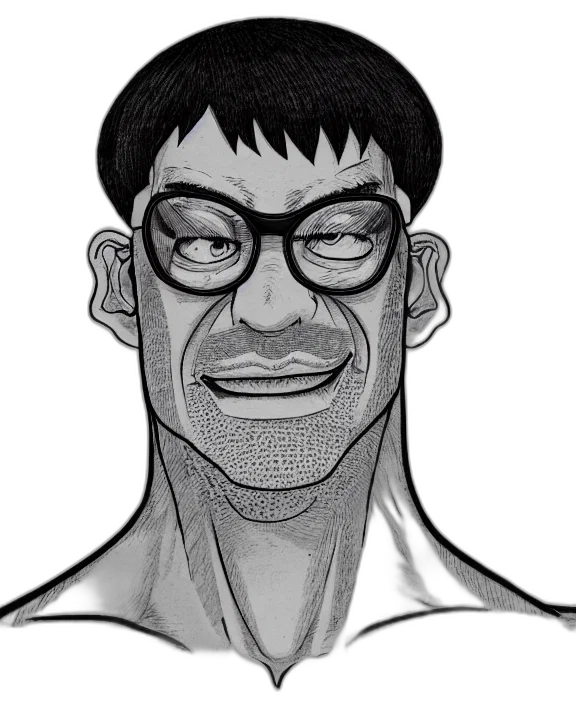 face, staff, cartoon, comic book art, pencil sketch, anime, detailed, ink transparent PNG cut-out