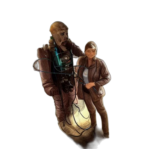 jacket, staff, weapon, robot transparent PNG cut-out