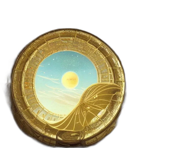 jewelry, 3d render, outer space, golden transparent PNG cut-out