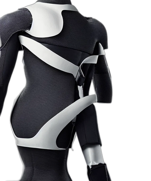 robot, 3d render, concept art, cyberpunk, monochrome, skin, exoskeleton, wearable transparent PNG cut-out