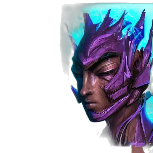 mask, face, concept art, fantasy art, cyberpunk, 3d render, dark, character transparent PNG cut-out