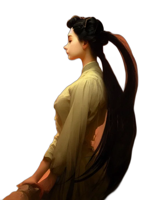 staff, hair, dress, dragon, fantasy art, concept art, photorealistic, anime transparent PNG cut-out