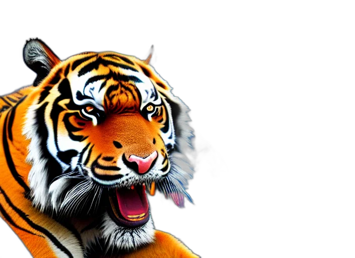 animal, 3d render, photorealistic, concept art, fantasy art, film, still, tiger transparent PNG cut-out