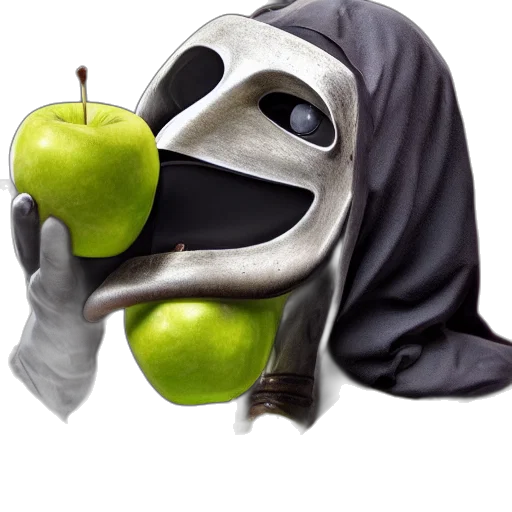 mask, robot, face, food, concept art, photorealistic, 3d render, monochrome transparent PNG cut-out