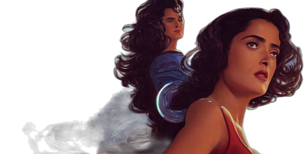 comic book art, concept art, salma, hayek transparent PNG cut-out