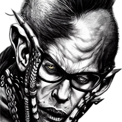 face, comic book art, cyberpunk, pencil sketch transparent PNG cut-out