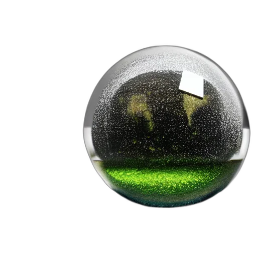 3d render, photorealistic, concept art, outer space, green, realistic, glass, ball transparent PNG cut-out