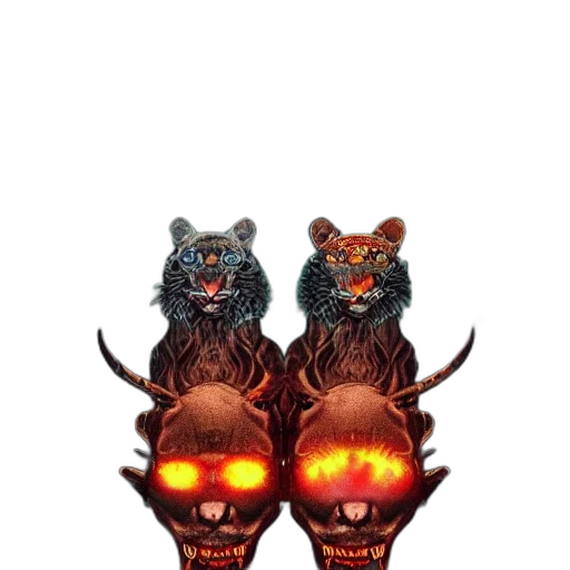 mask, creature, animal, crown, concept art, pixel art, 3d render, fantasy art transparent PNG cut-out