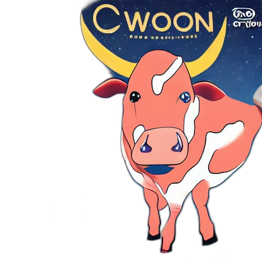 creature, animal, crown, concept art, cartoon, anime, cow, moon transparent PNG cut-out