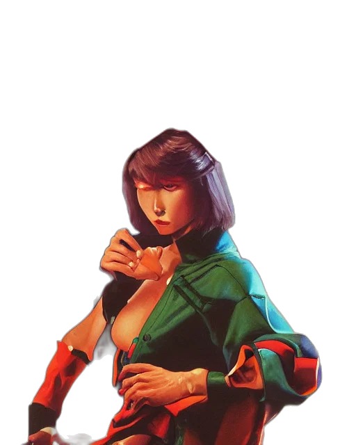 jacket, staff, weapon, dress, comic book art, concept art, fantasy art, cyberpunk transparent PNG cut-out