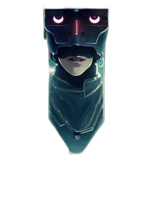 mask, robot, face, hat, concept art, cyberpunk, comic book art, fantasy art transparent PNG cut-out