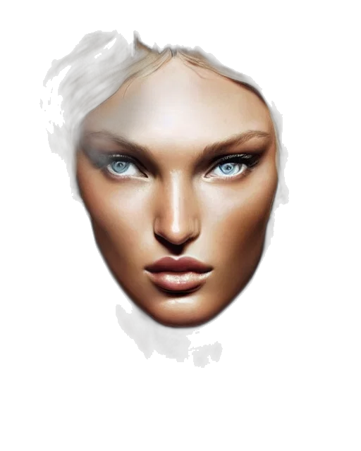 face, mask, hair, jewelry, photorealistic, 3d render, concept art, fantasy art transparent PNG cut-out