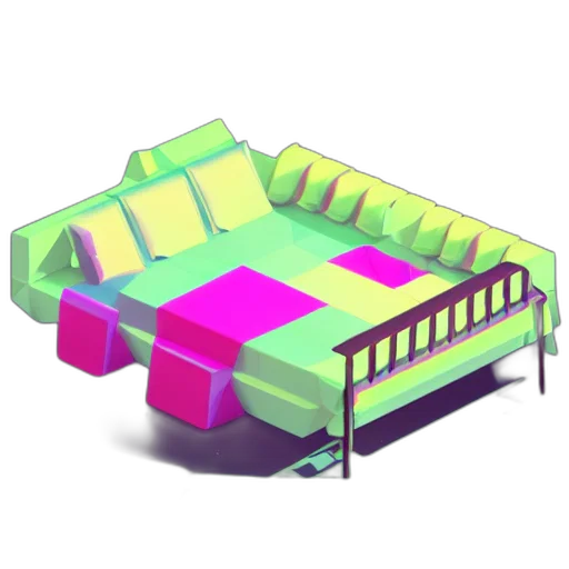 furniture, car, weapon, shoes, 3d render, concept art, vaporwave, pixel art transparent PNG cut-out