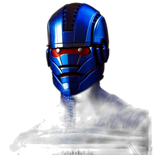 robot, mask, face, concept art, 3d render, comic book art, photorealistic, blue transparent PNG cut-out