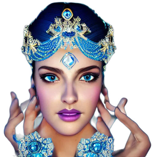 jewelry, crown, mask, face, fantasy art, photorealistic, concept art, 3d render transparent PNG cut-out