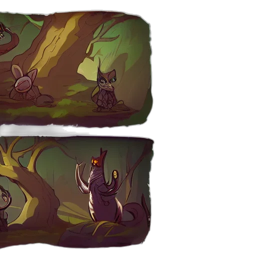 concept art, pixel art, fantasy art, forest, fire, fog, night, dark transparent PNG cut-out