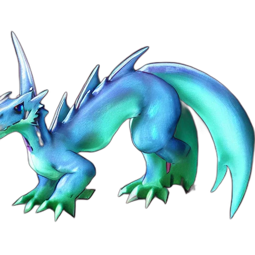 dragon, creature, animal, 3d render, concept art, fantasy art, pixel art, blue transparent PNG cut-out