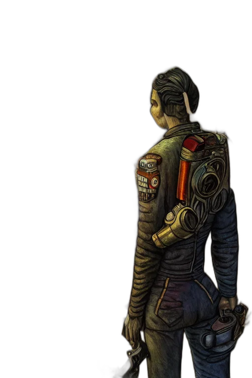 jacket, robot, staff, concept art transparent PNG cut-out