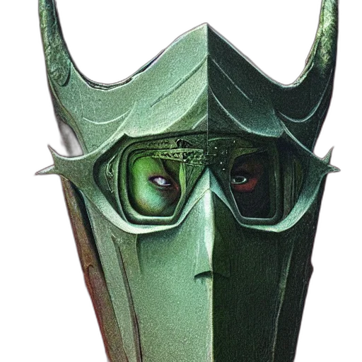 mask, face, crown, staff, concept art, fantasy art, comic book art, watercolor transparent PNG cut-out