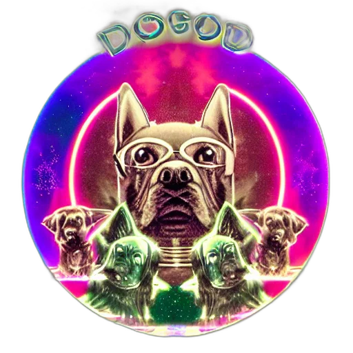 vaporwave, fantasy art, concept art, pixel art, neon lights, neon, dog, god transparent PNG cut-out