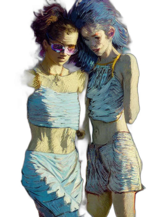 dress, jewelry, mask, vaporwave transparent PNG cut-out
