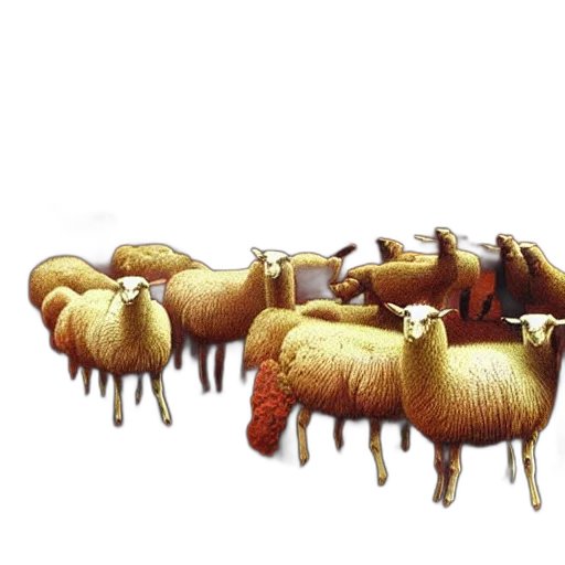 furniture, animal, food, concept art, photorealistic, 3d render, pixel art, sheeps transparent PNG cut-out