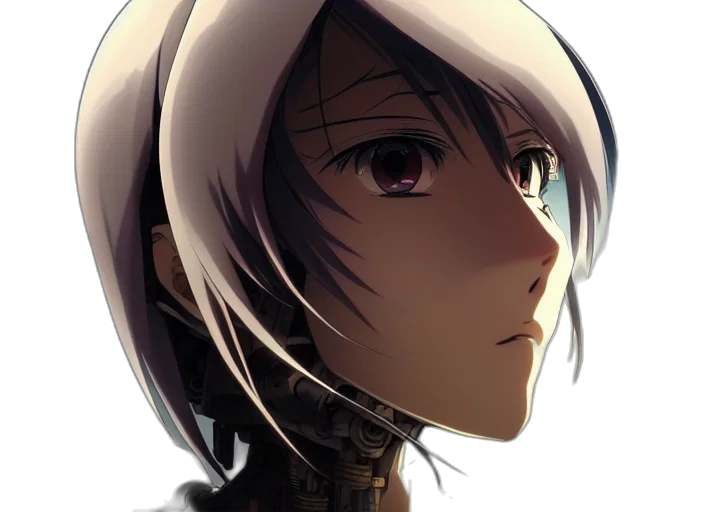 face, robot, mask, weapon, anime, concept art, photorealistic, pixel art transparent PNG cut-out