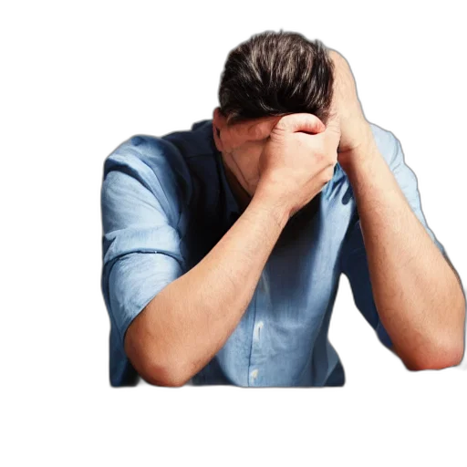jacket, face, staff, hair, 3d render, photorealistic, man, depressed transparent PNG cut-out