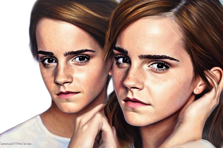 face, photorealistic, oil painting, cartoon, watercolor, neon lights, emma, watson transparent PNG cut-out