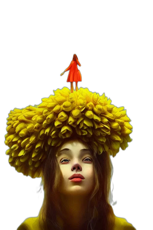 hat, crown, hair, creature, concept art, fantasy art, photorealistic, 3d render transparent PNG cut-out