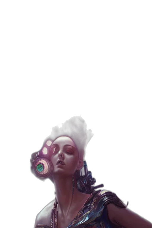 mask, face, staff, creature, concept art, cyberpunk, fantasy art, 3d render transparent PNG cut-out