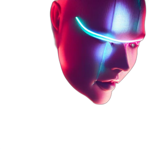 robot, face, mask, creature, 3d render, cyberpunk, vaporwave, concept art transparent PNG cut-out