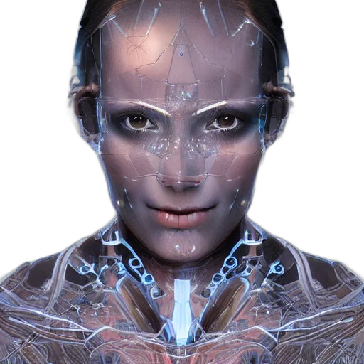robot, face, mask, jewelry, cyberpunk, concept art, 3d render, photorealistic transparent PNG cut-out